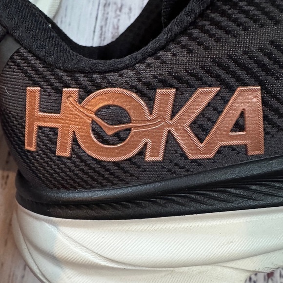 Hoka One One Black and Copper Athletic Shoes - Picture 8 of 9